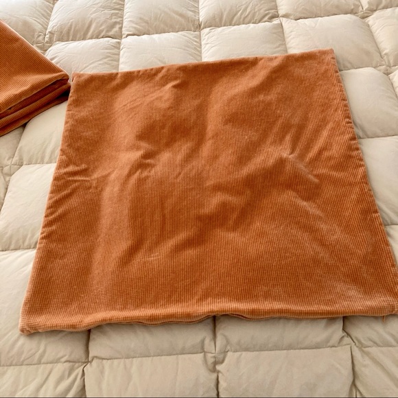 Three Custom Made Gold Colored Accent Pillow Covers 23”x23” - Picture 8 of 10